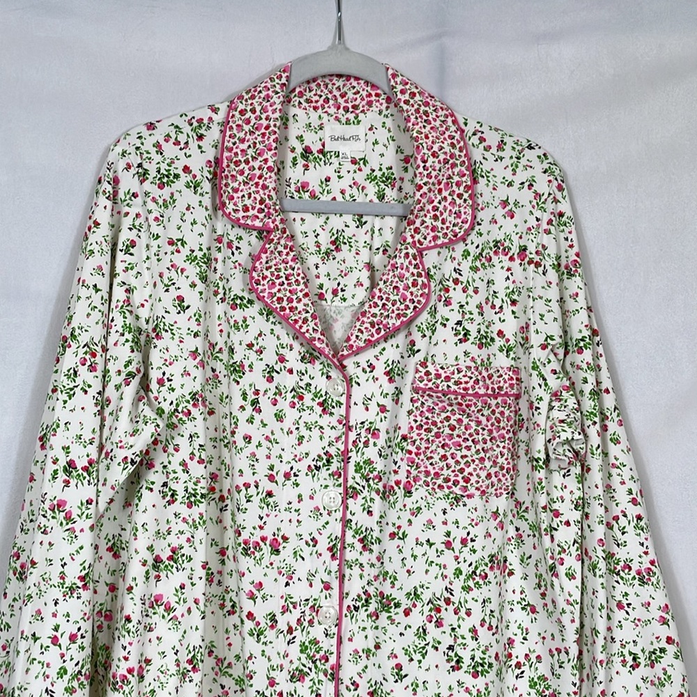 Bed Head Pajama Top NWOT Size XL Pink Floral Super Soft Organic Cotton - Picture 2 of 10